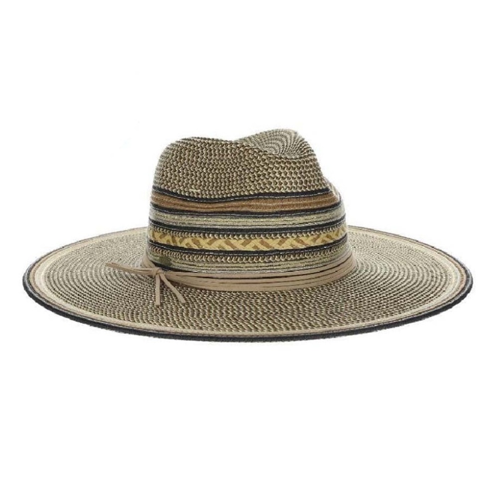 Scala Straw Sun Hat with Black and Tan Accents